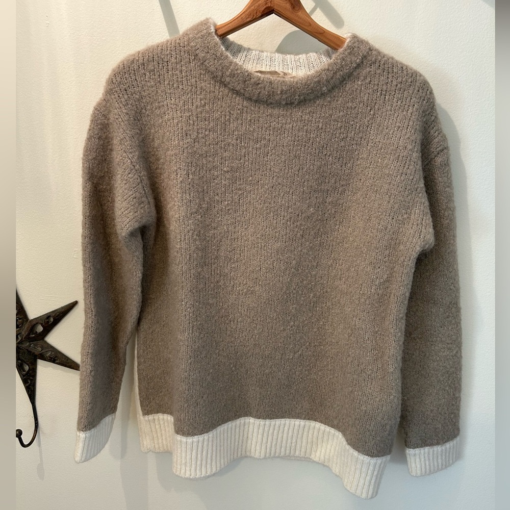 Soft Surroundings Alpaca Wool Blend Tundra Sweater Size XS Tan and Cream